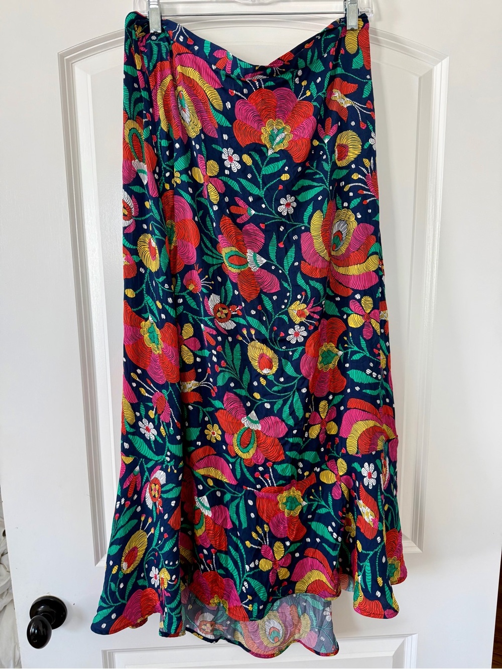 summersalt Navy Maxi Skirt with Pink, Red, Yellow & Green Floral Print